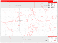 La Moure County, ND Digital Map Red Line Style